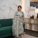 Festive Shimmer Handwork & Machine Work Salwar Suit Set with Santoon Rayon Bottom & Shimmer Dupatta by Sonika Signature for Celebration Glow