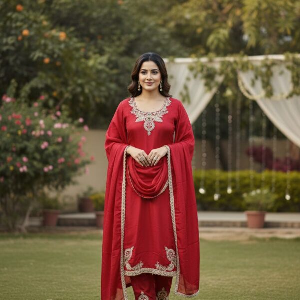 Pure Silk Festive Wear Suit with Raw Silk Bottom & Trending Dupatta: Luxurious Ethnic Ensemble by Sonika Signature for Celebration Style