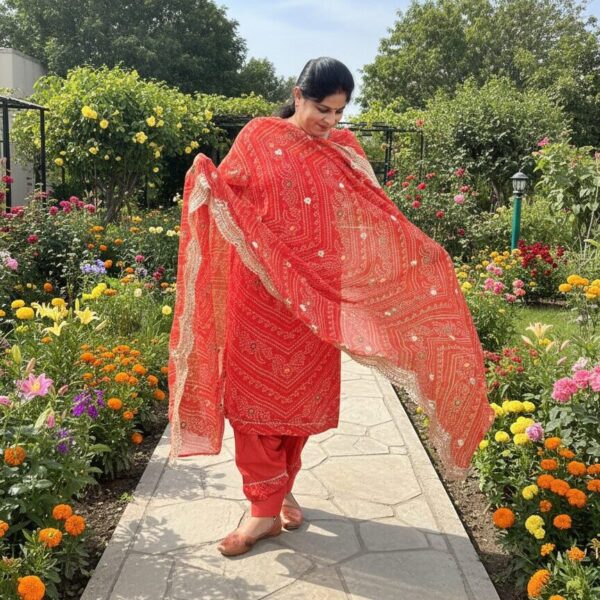 Pure Organza Cut Work Suit with Embellished Dupatta & Bottom - Front View by Sonika Signature on Nari Haat, Indian et...