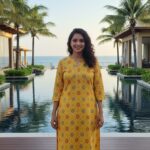 Dhuni by Avaasa Mustard Yellow Printed Rayon Kurti: Elegant Three-Quarter Sleeve Ethnic Top for Comfortable Everyday Wear by Gogi Collection