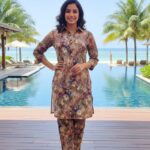 Fiona Fabric Cord Set by Gogi Collection: Dark Brown Flower Print Customised Ethnic Co-Ord Set with Comfort Fit for Festive Wear