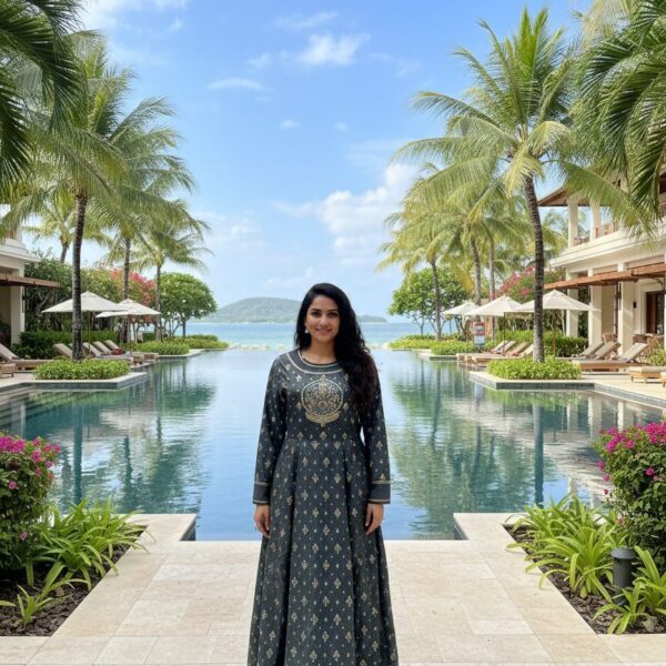 Gogi Collection Cotton Frock Gown Dress: Readymade Elegant Neck Embroidery Design with Comfort Fit for Festive Occasions