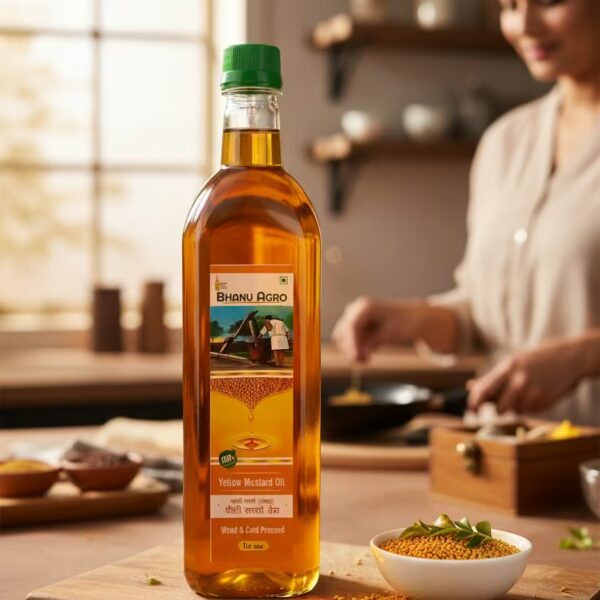 Bhanu Agro Yellow Mustard Oil 1000ML – 100% Pure Wood & Cold Pressed Sarso Tel | Unrefined, Natural, Chemical-Free ...