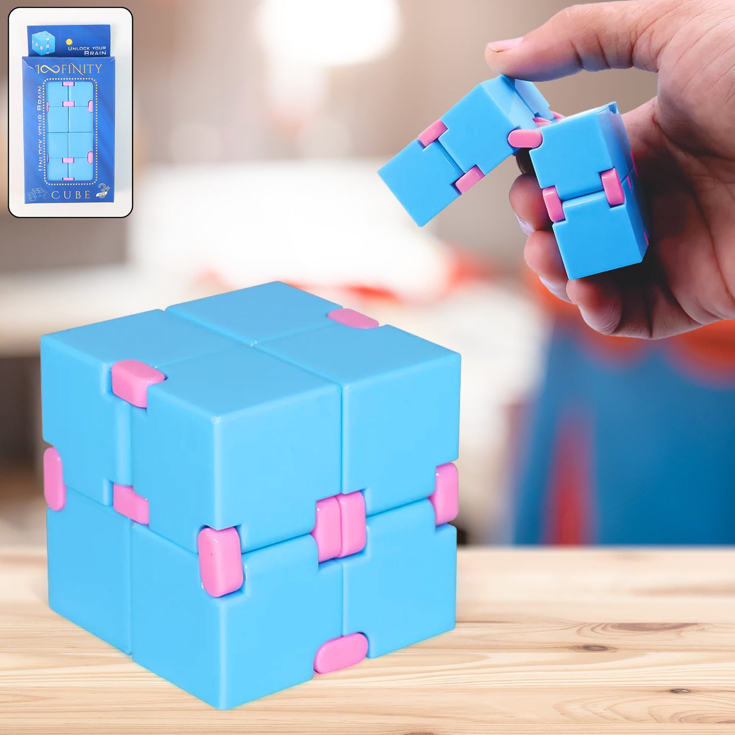 001_1f2b84f2-cfe6-4400-847c-0a0b5cfbb52d.jpg Infinity Cube Fidget Toy Stress Relief Hand Puzzle for Kids & Adults 1 Pc - Front View by Nari Haat, Indian ethnic we...