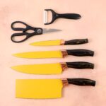 6 Pcs Professional Kitchen Knife Set with Chef Knives, Cleaver, Peeler & Scissors - Neckline Detail by Nari Haat, Ind...