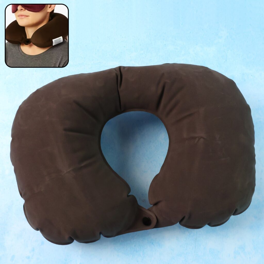 Inflatable U-Shaped Travel Neck Pillow (1 Pc) - Front View by Nari Haat, Indian ethnic wear, women clothing, designer...