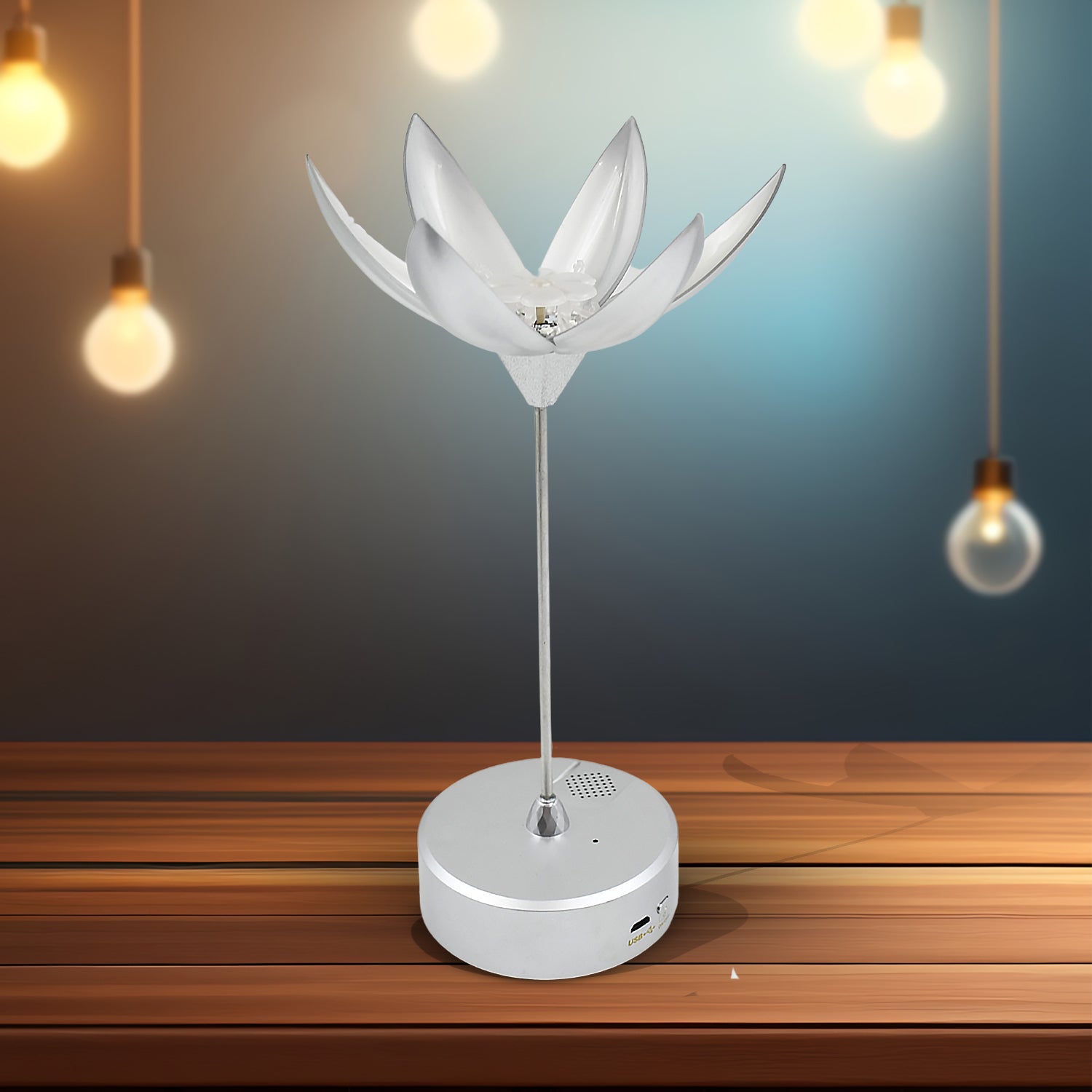 01_02885b8d-758d-4114-b609-1b92b5e2eeff.jpg Lotus Flower Lamp with Music, Touch Open and Close, USB Rechargeable (1 Pc) - Front View by Nari Haat, Indian ethnic ...