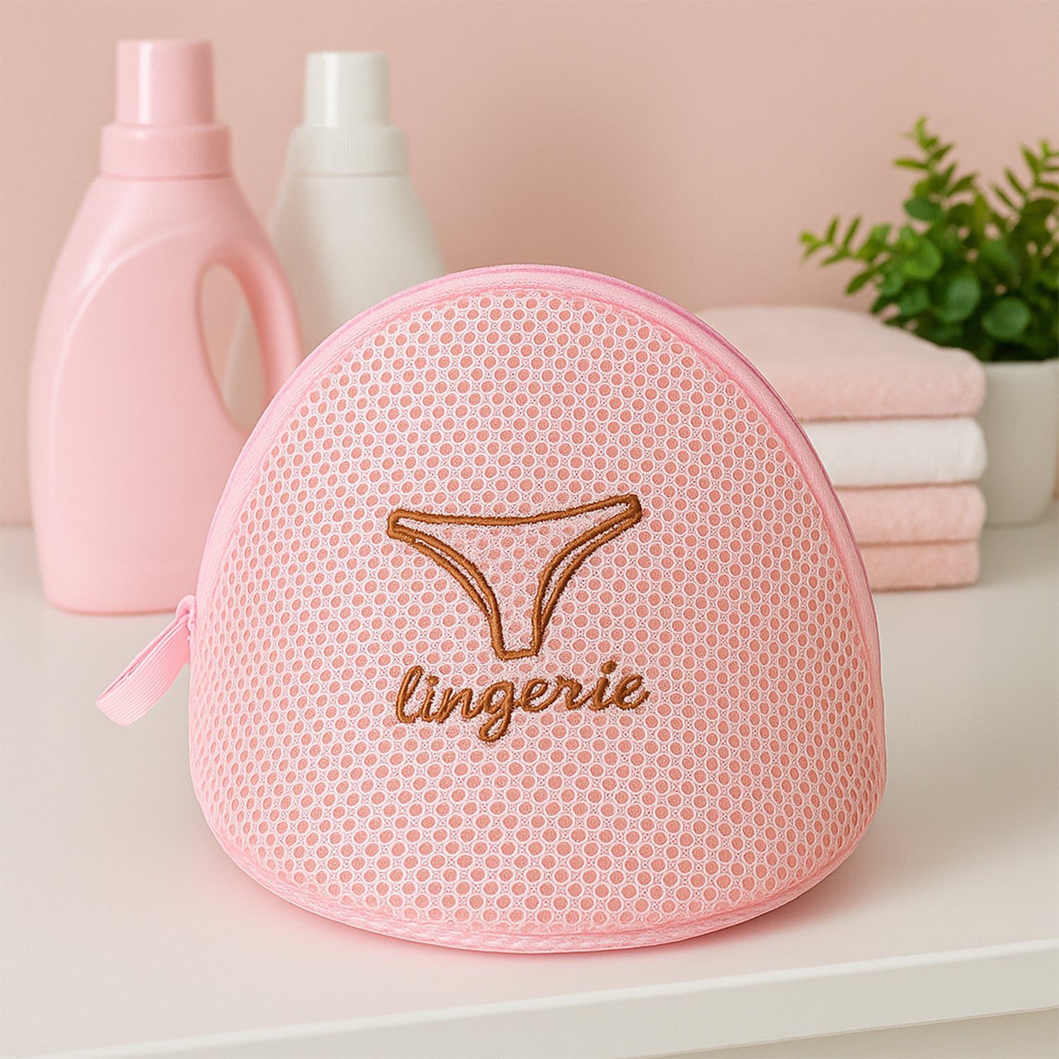 01_0544eddd-000f-4c95-bba7-315d29380fbf.jpg Lingerie Wash Bag – Dome-Shaped Protective Mesh Laundry Pouch with Zip Closure (1 Pc) - Front View by Nari Haat, In...