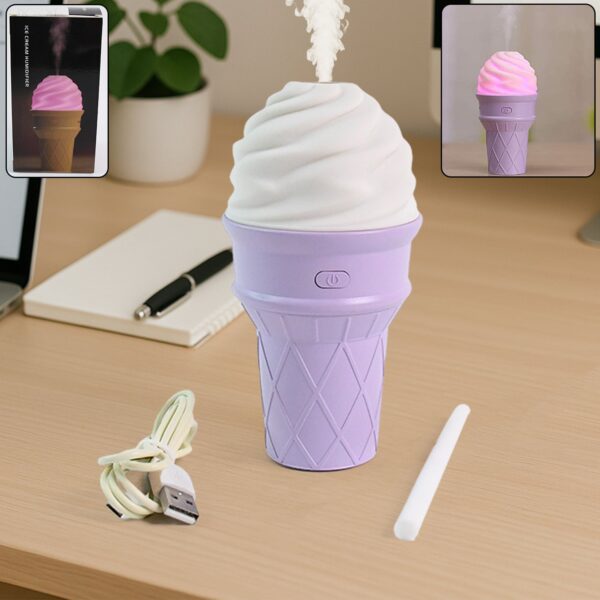 Ice Cream Cone Shape Air Freshener Humidifier (1Pc / Purple ) - Front View by Nari Haat, Indian ethnic wear, women cl...