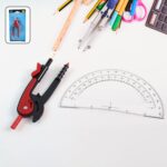 2 Pc Geometry Set – Built-in Pencil Grip & Transparent Plastic Protractor - Front View by Nari Haat, Indian ethnic ...