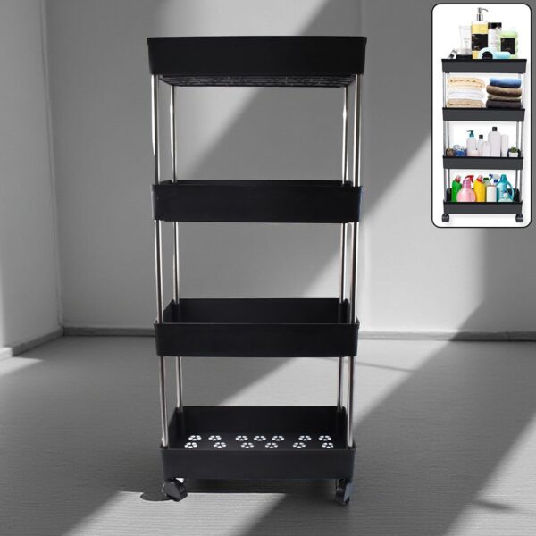 Movable Storage Rack Trolley - Front View by Nari Haat, Indian ethnic wear, women clothing, designer suit