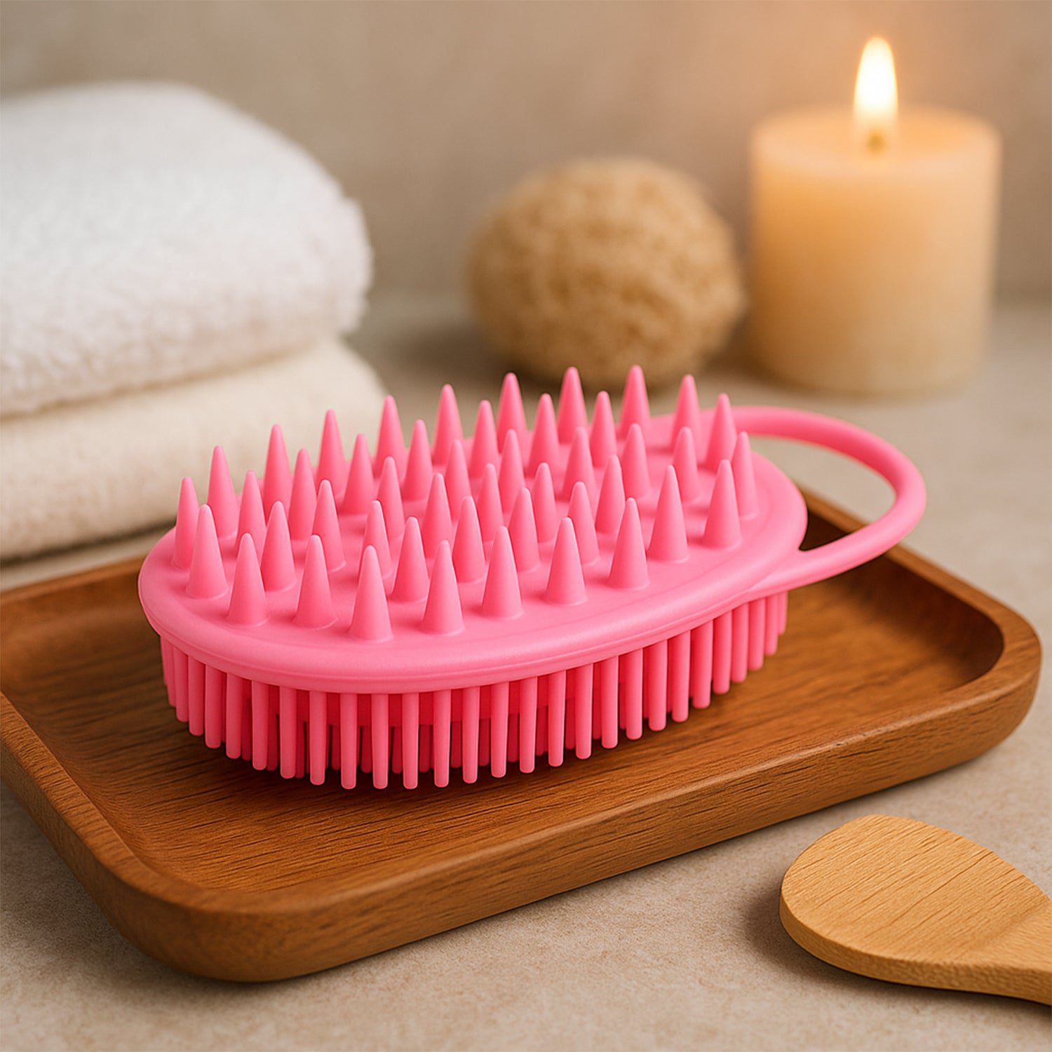 01_123bf381-da6e-44a4-96c7-1cd6b0bd93dc.jpg 2-in-1 Silicone Soft Bristle Bath Brush - Front View by Nari Haat, Indian ethnic wear, women clothing, designer suit