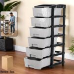 6-Layer Heavy-Duty Plastic Drawer Organizer Cabinet with Stone Texture Drawers - Front View by Nari Haat, Indian ethn...