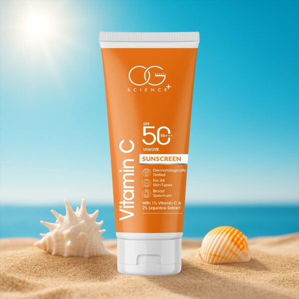 OG Beauty Vitamin C Sunscreen SPF 50 PA+++ - (1 Pc / 50Ml) - Front View by Nari Haat, Indian ethnic wear, women cloth...