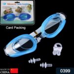 Swimming Goggles with Ear & Nose Plugs, Adjustable, Anti-Fog & Waterproof