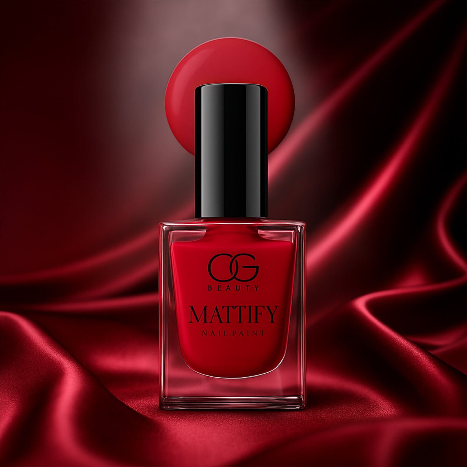 01_23774842-6851-445b-910b-8562980fc48a.jpg OG Beauty Red Carnival Mattify Nail Paint (10 ML / 1 Pc) - Front View by Nari Haat, Indian ethnic wear, women clothin...