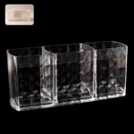 Elegant Crystal-Effect 3-Compartment Acrylic Makeup Brush Holder (1 Pc) - Front View by Nari Haat, Indian ethnic wear...
