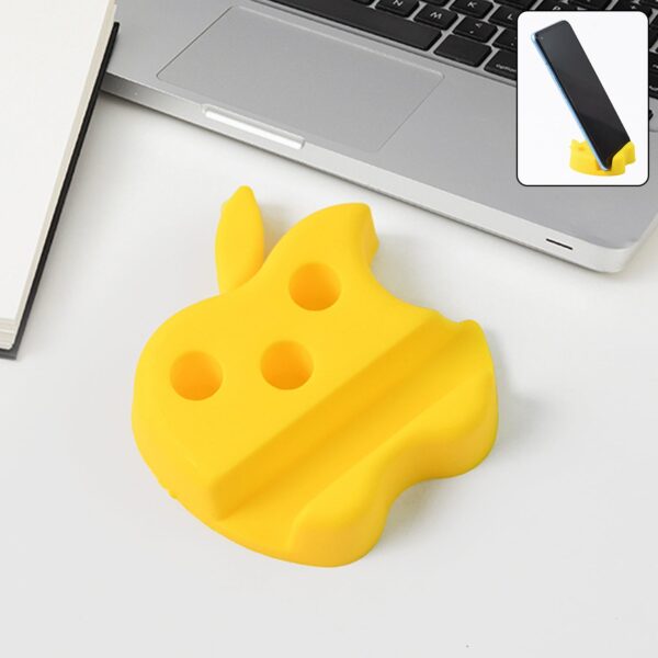 Multi-Functional Apple-Shaped Plastic Mobile Stand with Pen Holder (1 Pc / Mix Color) - Front View by Nari Haat, Indi...