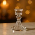 Elegant Crystal Glass Candle Holder Stand (1 Pc) - Front View by Nari Haat, Indian ethnic wear, women clothing, desig...