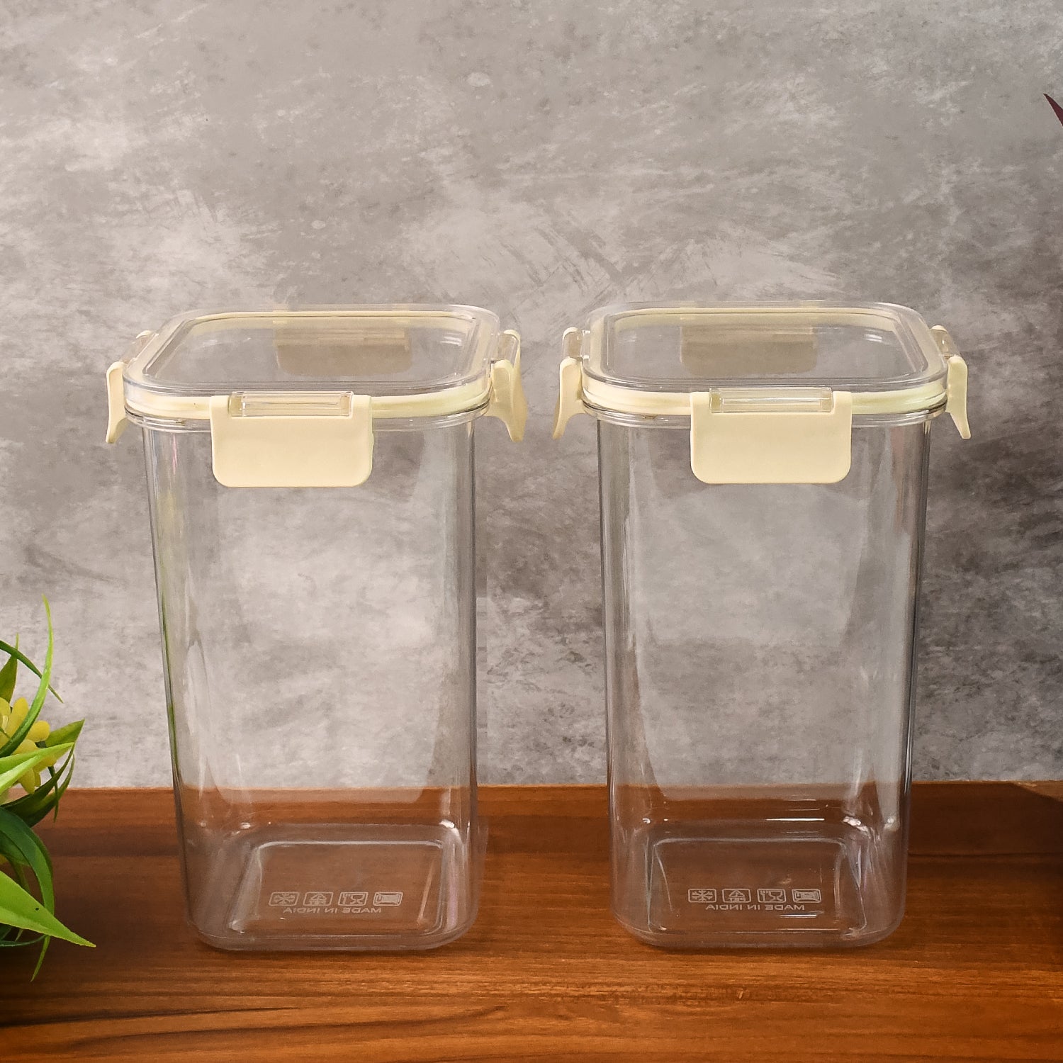 01_2b98116b-9583-4dca-8940-7522a55c0ff0.jpg Apex Press N’ Lock Airtight Kitchen Storage Container Set (2Pc/1400ml) Approx - Front View by Nari Haat, Indian eth...