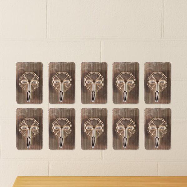 Plastic Adhesive Sticky Waterproof and Oil Proof, Wall Hook (5.5×3.5 Cm & 10 Pc) - Front View by Nari Haat, Indian e...