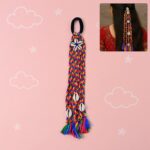 Traditional Multicolor Braided Hair Accessory Stylish Kodi String Bow (1 Pc) - Front View by Nari Haat, Indian ethnic...