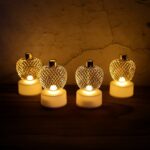 Decorative Apple Shape LED Tealight Candles - (4 Pc) - Front View by Nari Haat, Indian ethnic wear, women clothing, d...