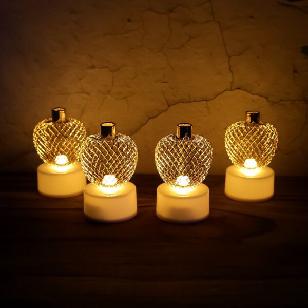 Decorative Apple Shape LED Tealight Candles - (4 Pc) - Front View by Nari Haat, Indian ethnic wear, women clothing, d...