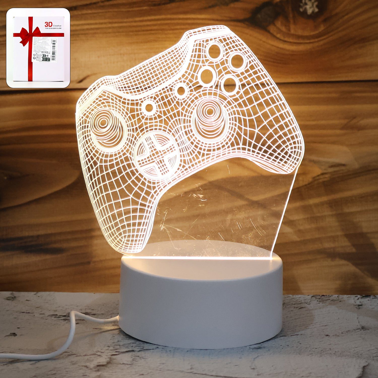 01_3bd34d0d-c930-4331-a3a0-7e332d90c752.jpg 3D Illusion LED Night Lamp with Gaming Controller Design - Front View by Nari Haat, Indian ethnic wear, women clothin...