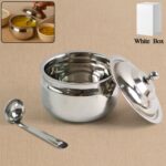 Premium Stainless Steel Ghee Pot (1 Set) - Front View by Nari Haat, Indian ethnic wear, women clothing, designer suit