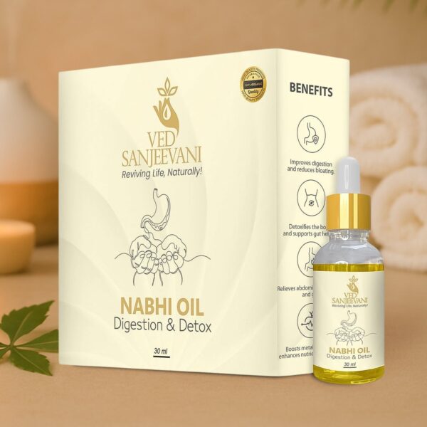 Ved Sanjeevani 30ML Ayurvedic Nabhi Oil for Digestion & Detox (30ML / 1 Pc) - Front View by Nari Haat, Indian ethnic ...
