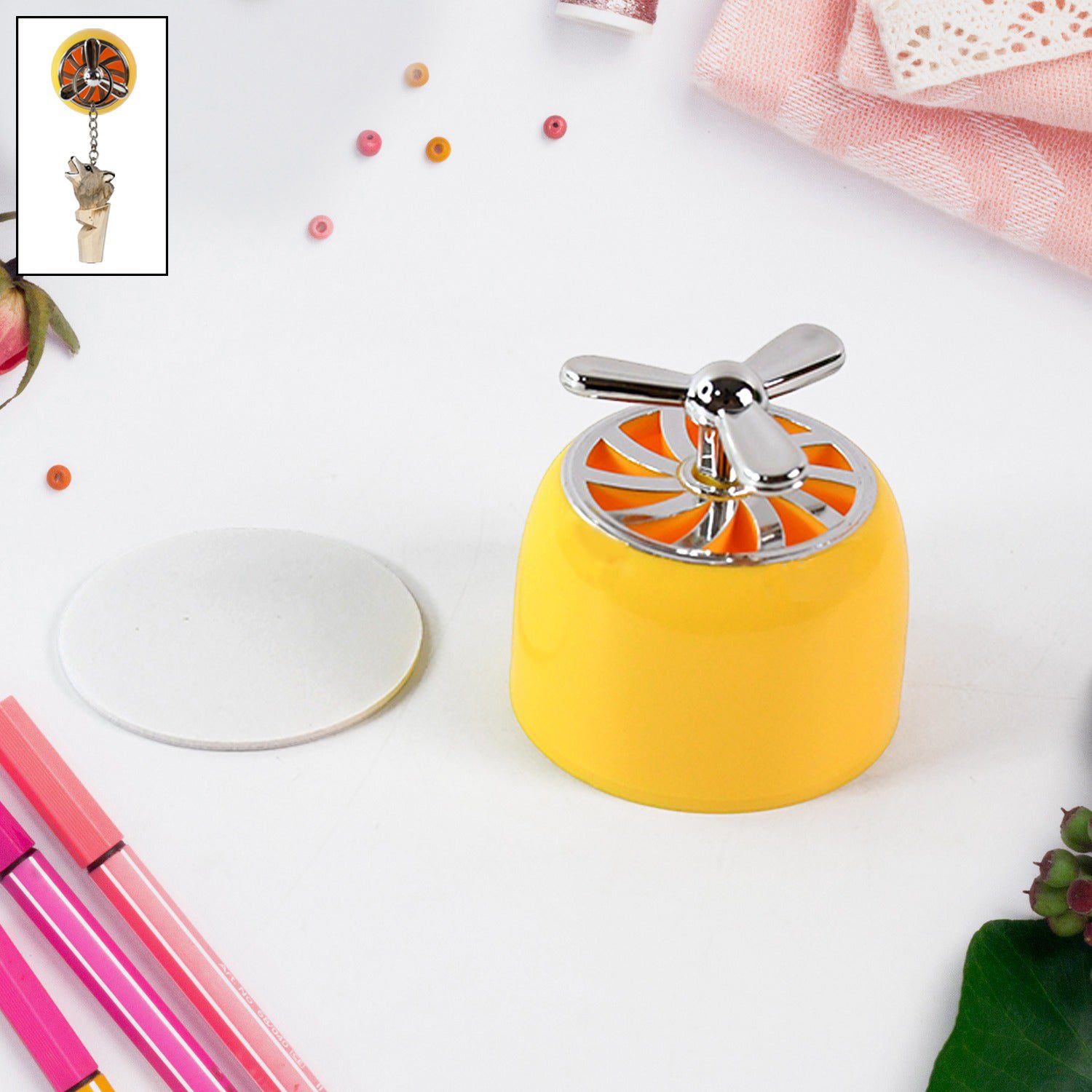 01_4a4e7eb9-324c-4981-8cd1-3d74c5146798.jpg Stylish Mini Propeller Shape Car Dashboard Air Freshener, Also Hook (1 Pc) - Front View by Nari Haat, Indian ethnic w...