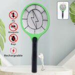 Green Rechargeable Electric Mosquito Killer Racket with Cable - Front View by Nari Haat, Indian ethnic wear, women cl...