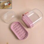 Multipurpose Plastic Soap Dish with Transparent Dust-Proof Lid, Sabudani (1 Pc) - Front View by Nari Haat, Indian eth...