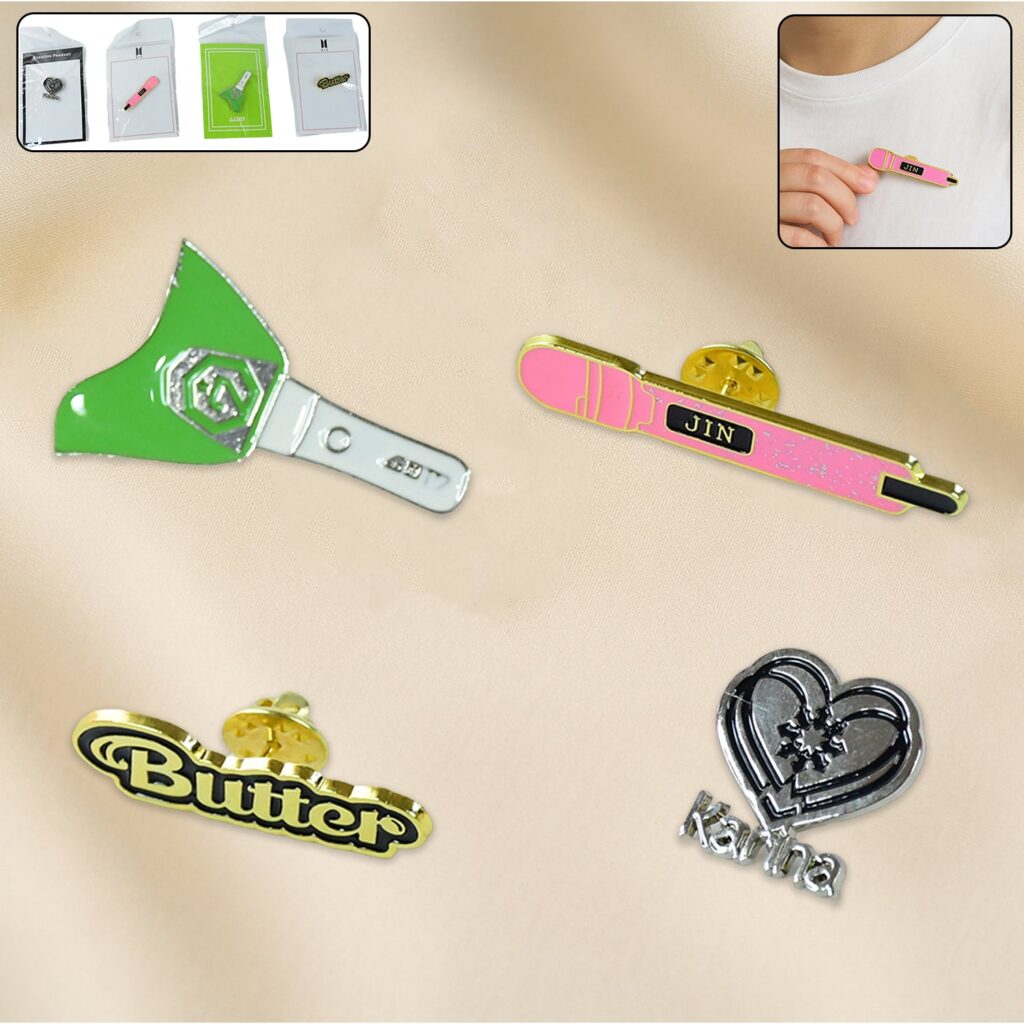 Stylish Metal Badge Pin – Single Piece (Random Design) - Front View by Nari Haat, Indian ethnic wear, women clothin...