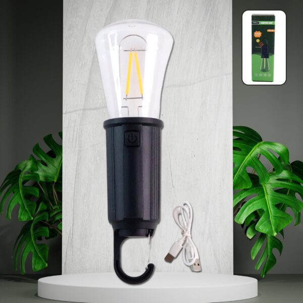 Solar & USB Rechargeable LED Hanging Camping Bulb Lantern Light (1 Pc) - Front View by Nari Haat, Indian ethnic wear,...