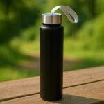 Portable Stainless Steel Water Bottle with Strap (Approx 250ML) - Front View by Nari Haat, Indian ethnic wear, women ...