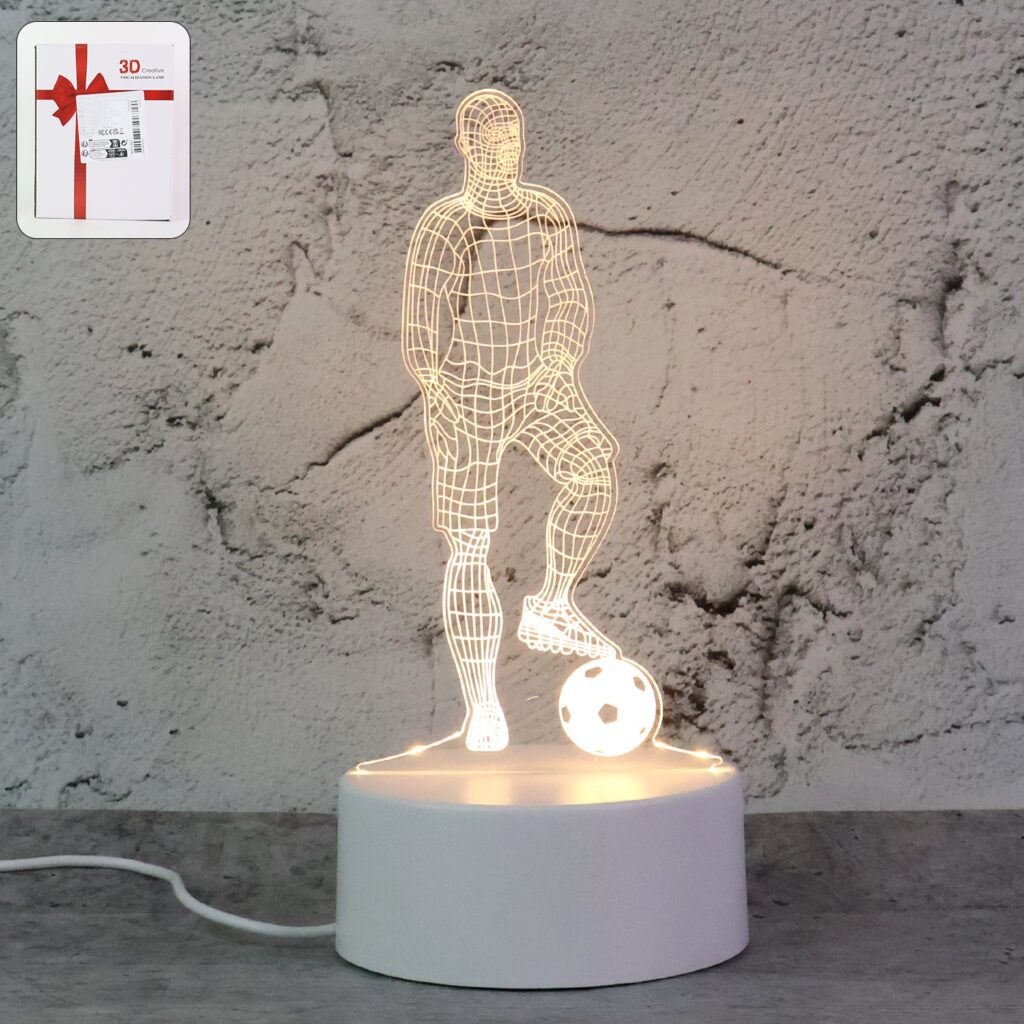 3D Illusion LED Night Lamp with Football Player Design - Front View by Nari Haat, Indian ethnic wear, women clothing,...
