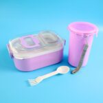 Multi-Functional 1 Set Leakproof Lunch Box with Cutlery & Tumbler - Closeup Embroidery by Nari Haat, Indian ethnic we...