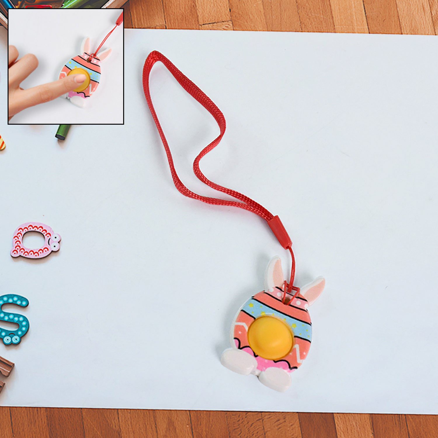 01_5cb2b081-5a04-44cc-86f3-2784d97e45f6.jpg Cute Bunny-Shaped Pop It Fidget Toy Keychain (1 Pc) - Front View by Nari Haat, Indian ethnic wear, women clothing, de...