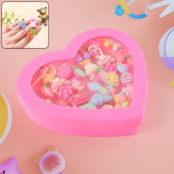 Adorable Playful Decorative Rings Children In Heart Shaped Storage Box (35 Pcs Aprpox - Front View by Nari Haat, Indi...