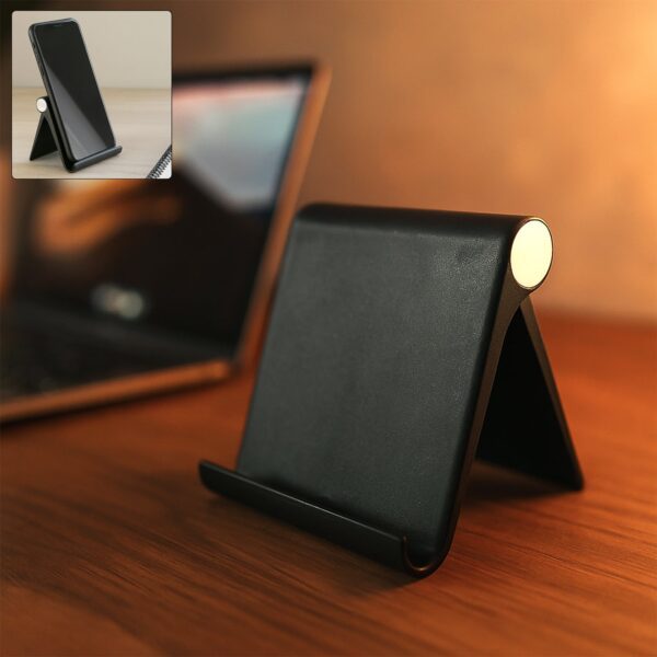 Plastic Foldable Desktop Mobile Stand (1 Pc / Black) - Front View by Nari Haat, Indian ethnic wear, women clothing, d...