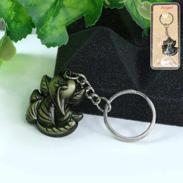 Ganesh Face Antique Black Metal Keychain (1 Pc) - Front View by Nari Haat, Indian ethnic wear, women clothing, design...