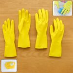 2 pair med yellow gloves For Cleaning - Front View by Nari Haat, Indian ethnic wear, women clothing, designer suit