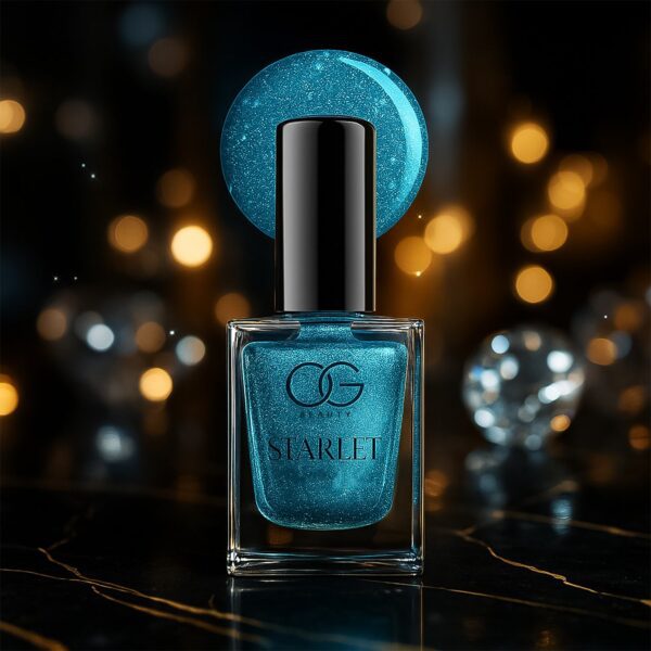 OG Beauty Aqua Bluebell Starlet Glitter Nail Paint (10 ML / 1 Pc) - Front View by Nari Haat, Indian ethnic wear, wome...