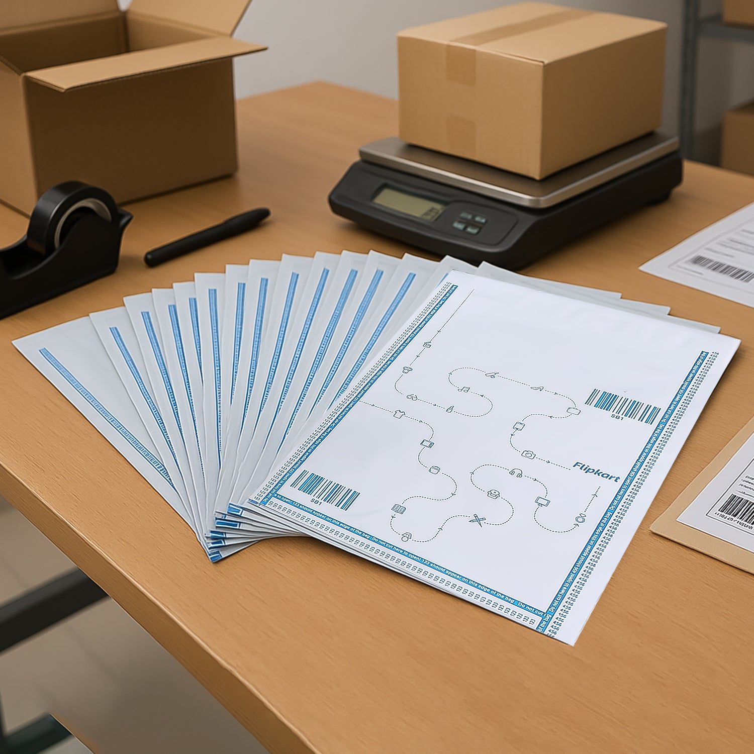 01_67b51a61-6488-43ae-a97f-8ffa4a12992f.jpg Flipkart Branded Security Courier Bags Big Size, 100 Pcs Set - Front View by Nari Haat, Indian ethnic wear, women clo...