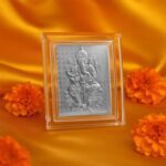 Embossed Silver-Plated Lord Ganesha Photo Frame  (1 Pc) - Front View by Nari Haat, Indian ethnic wear, women clothing...