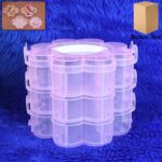 3-Layer Transparent Plastic Flower-Shaped Storage Box with 9 Grids - Closeup Embroidery by Nari Haat, Indian ethnic w...
