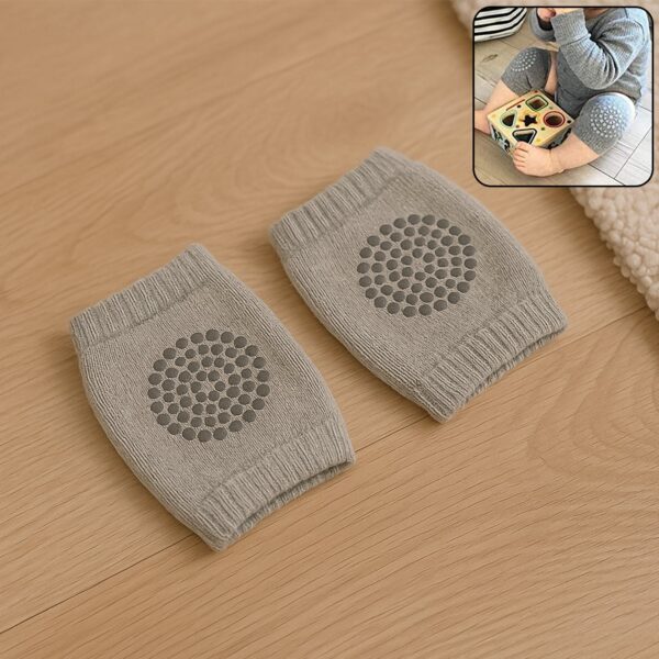 Grey Toddler Wool Knit Leg Warmer (Knee Guard) - Front View by Nari Haat, Indian ethnic wear, women clothing, designe...