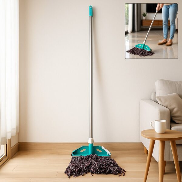 Premium Cotton Yarn Floor Cleaning Mop with Long Handle (1 Pc) - Front View by Nari Haat, Indian ethnic wear, women c...